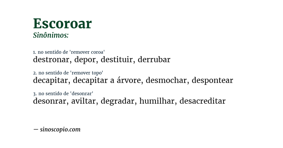 Sinônimo de escoroar
