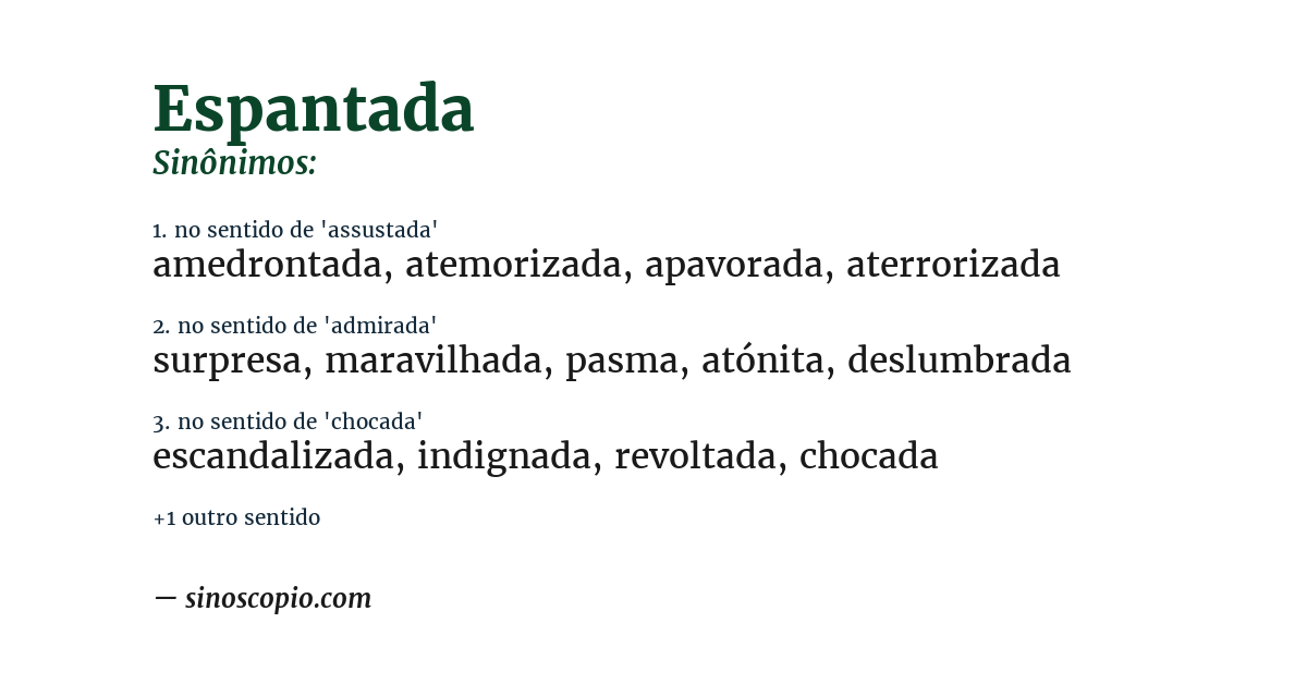 Sinônimo de espantada