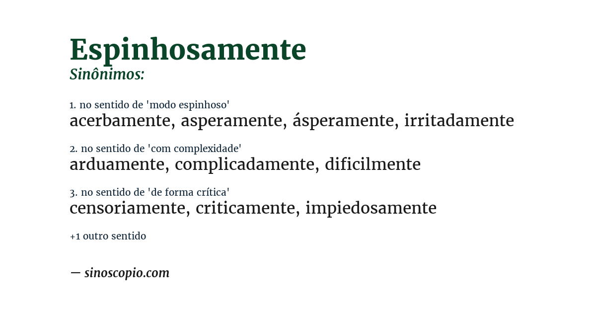 Sinônimo de espinhosamente