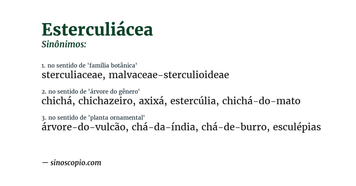 Sinônimo de esterculiácea