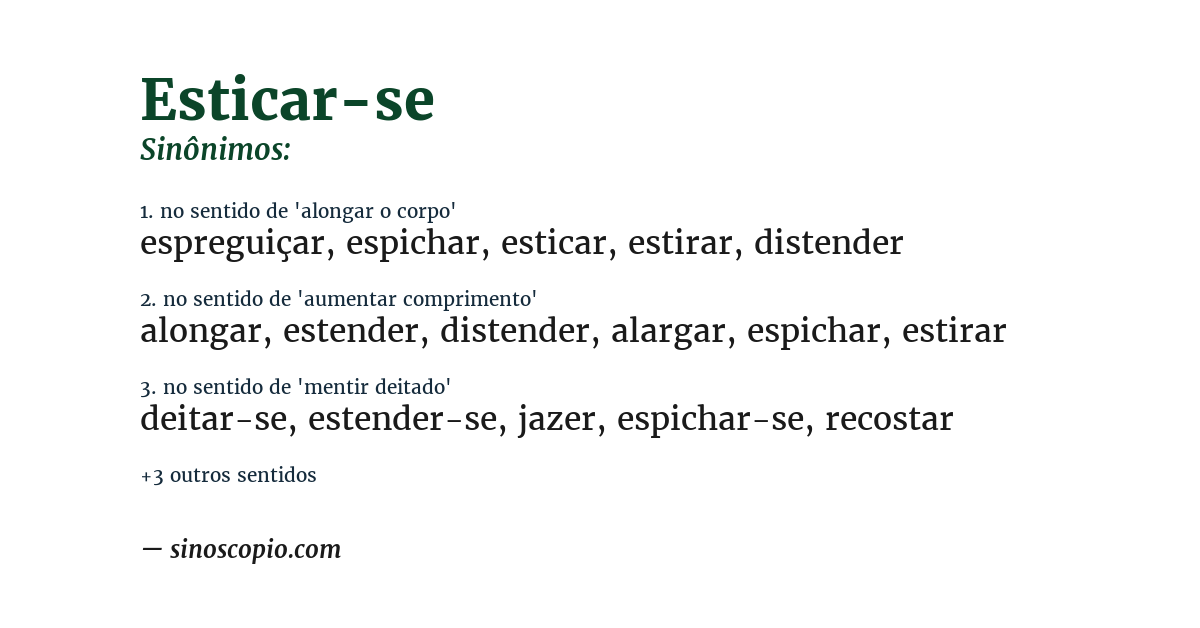 Sinônimo de esticar-se