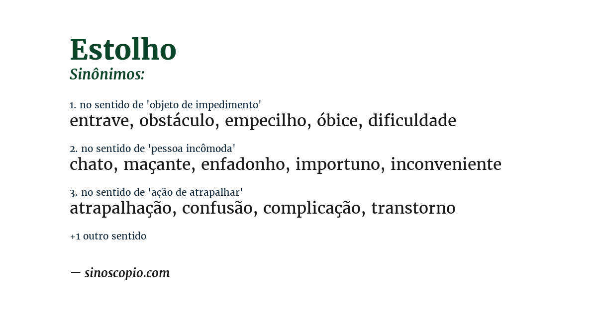 Sinônimo de estolho