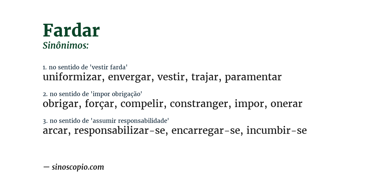 Sinônimo de fardar
