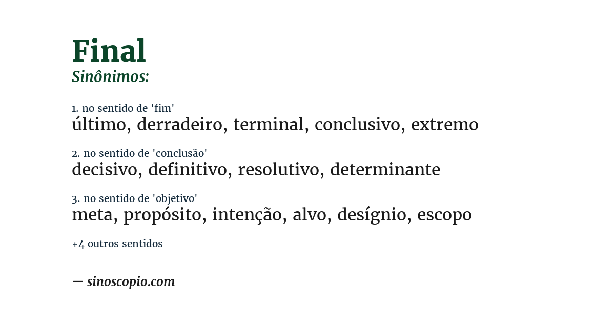 Sinônimo de final