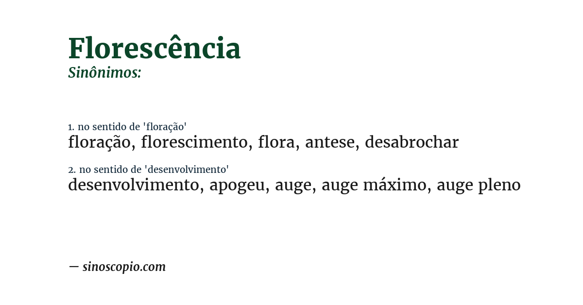 Sinônimo de florescência