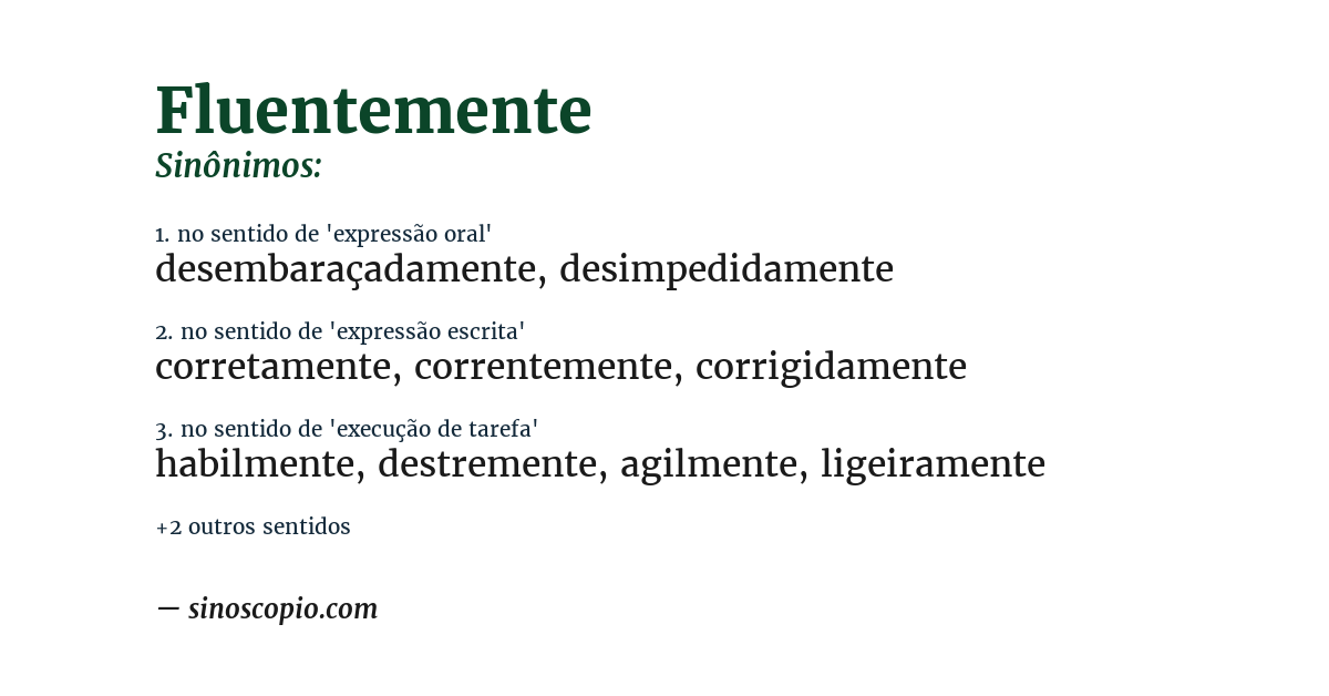 Sinônimo de fluentemente