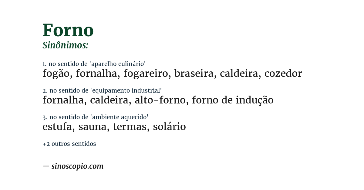 Sinônimo de forno