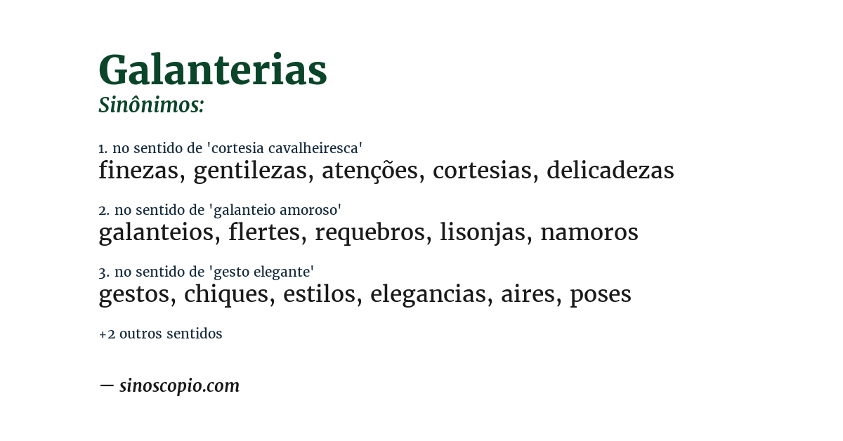 Sinônimo de galanterias