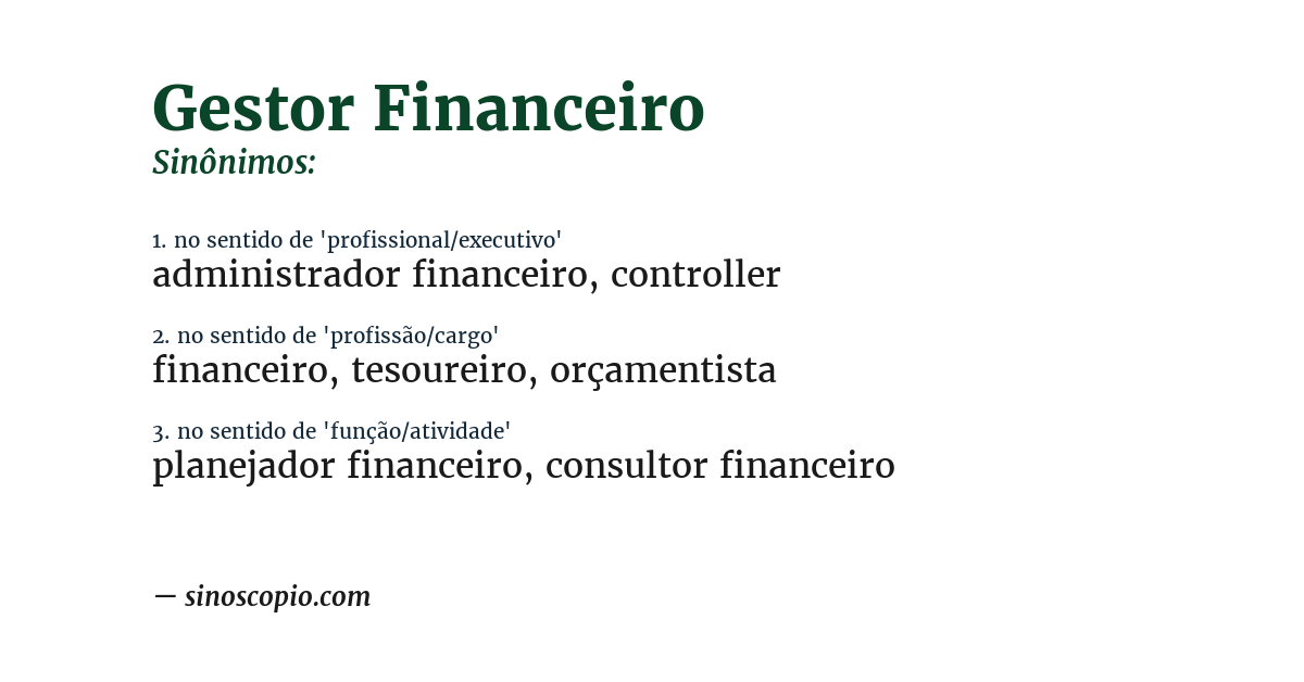 Sinônimo de gestor financeiro