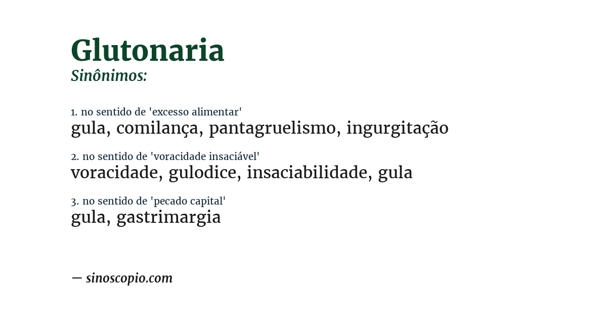 Sinônimo de glutonaria