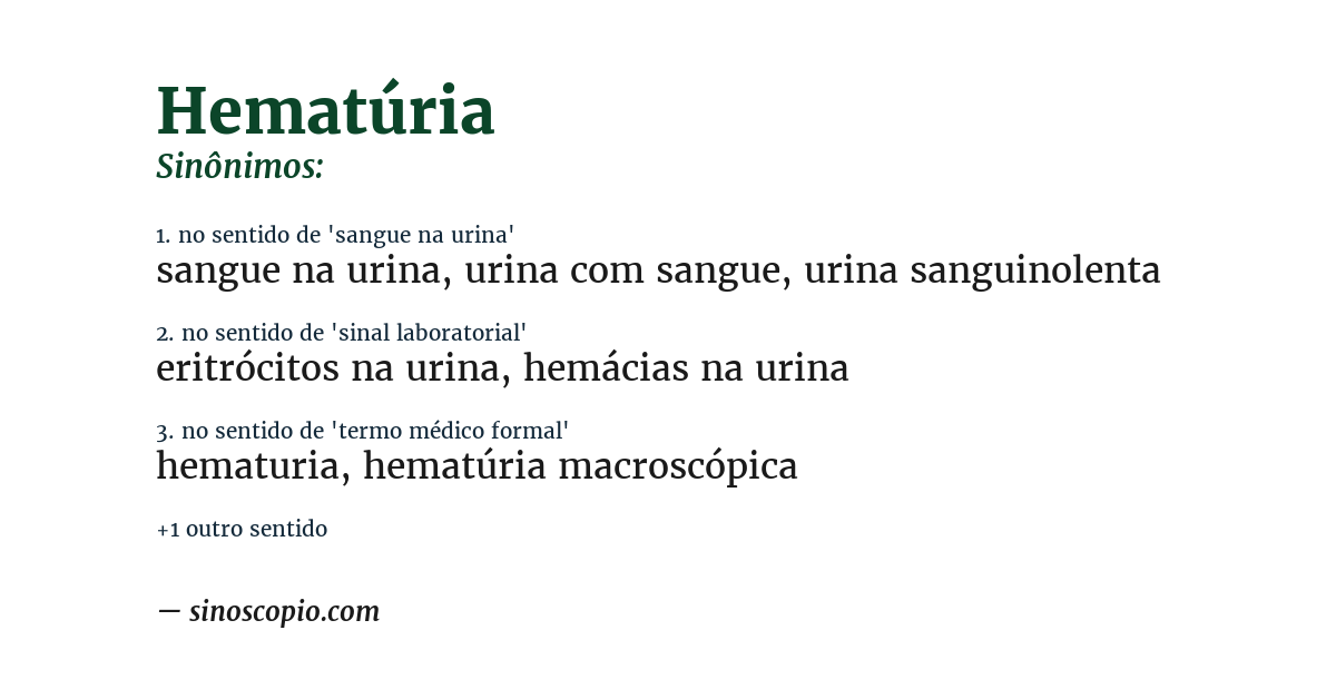 Sinônimo de hematúria