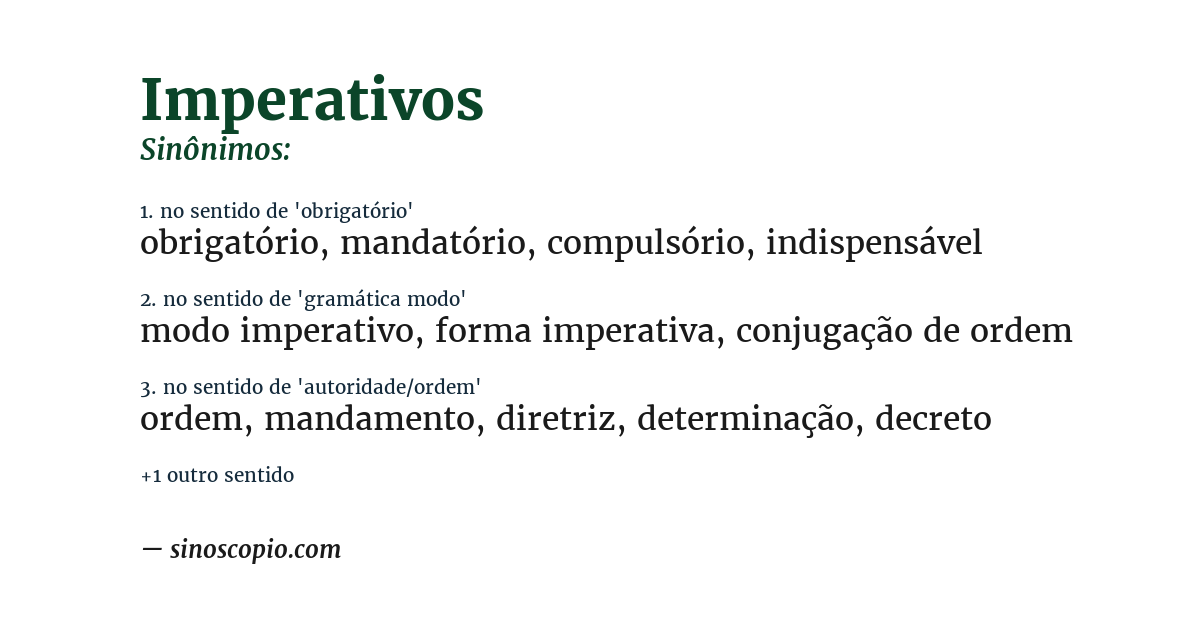 Sinônimo de imperativos