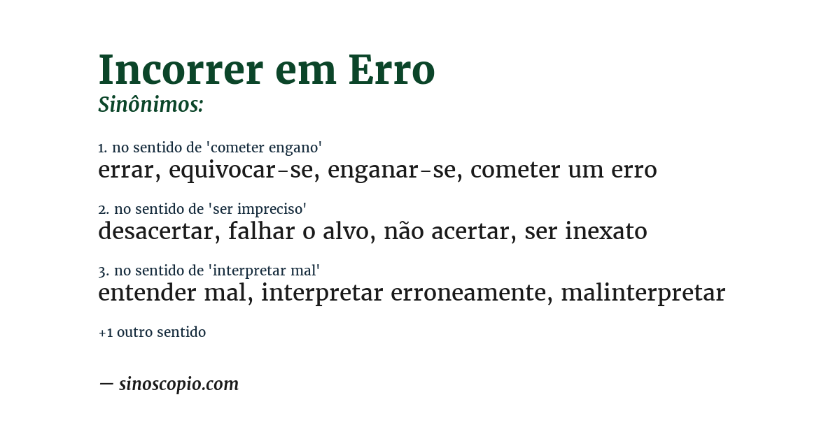 Sinônimo de incorrer em erro