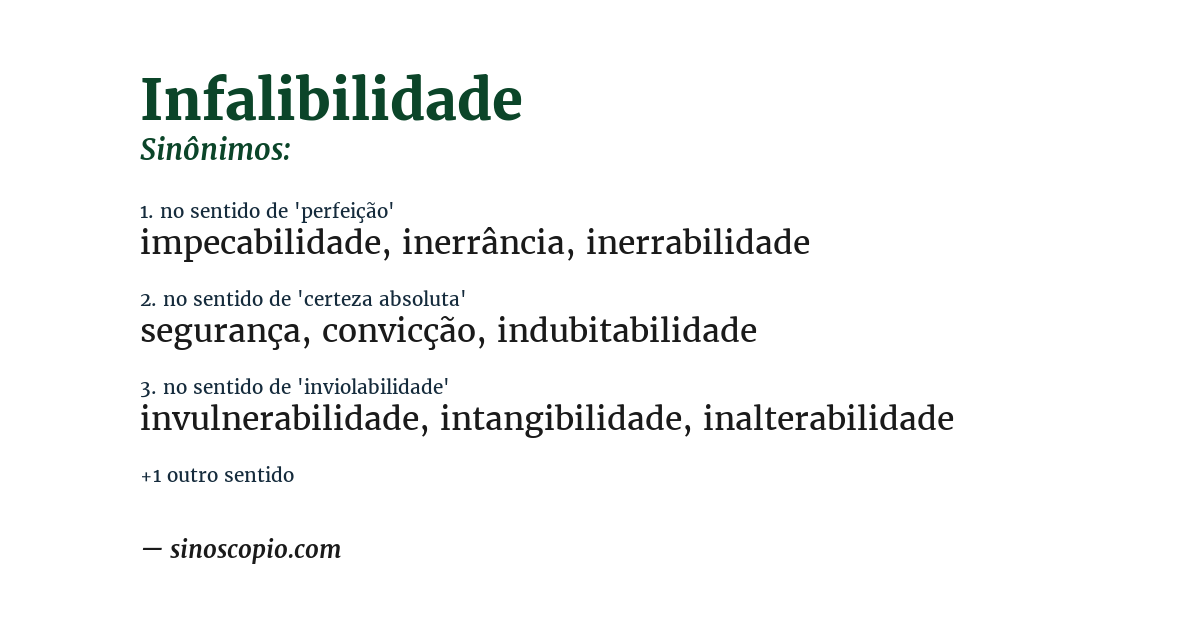 Sinônimo de infalibilidade
