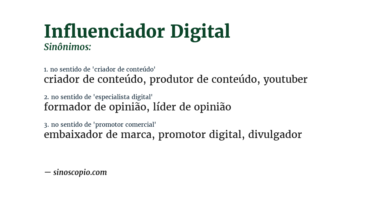 Sinônimo de influenciador digital