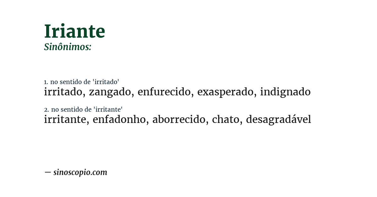 Sinônimo de iriante