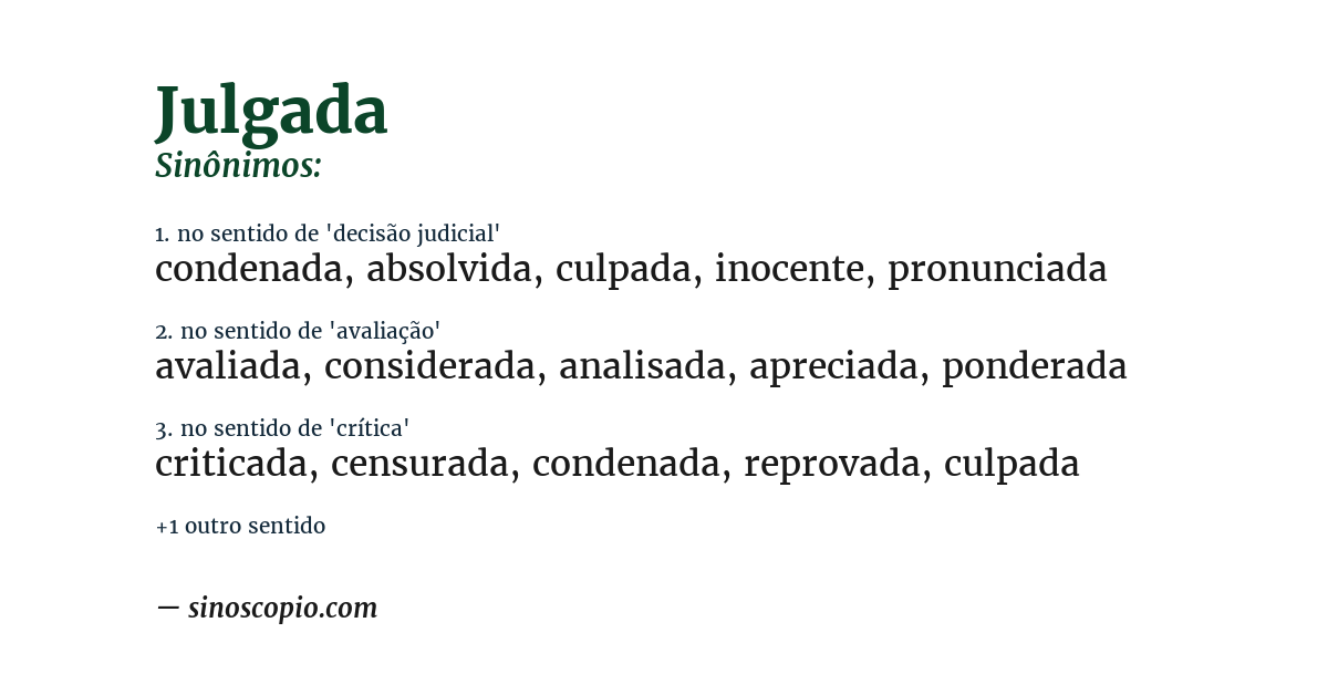Sinônimo de julgada