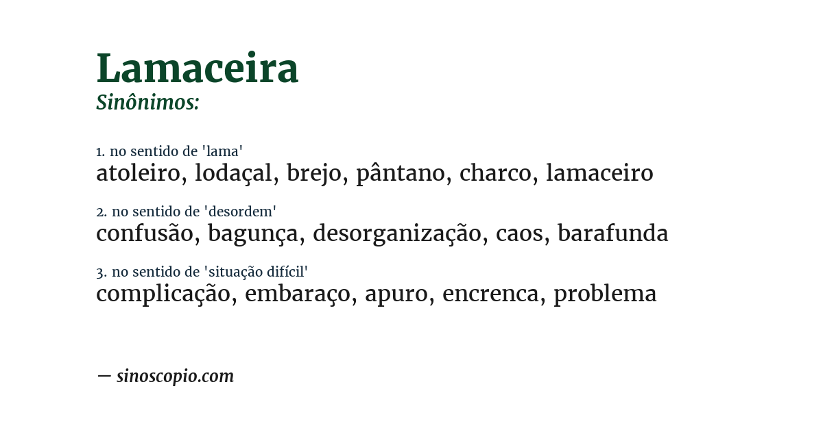 Sinônimo de lamaceira