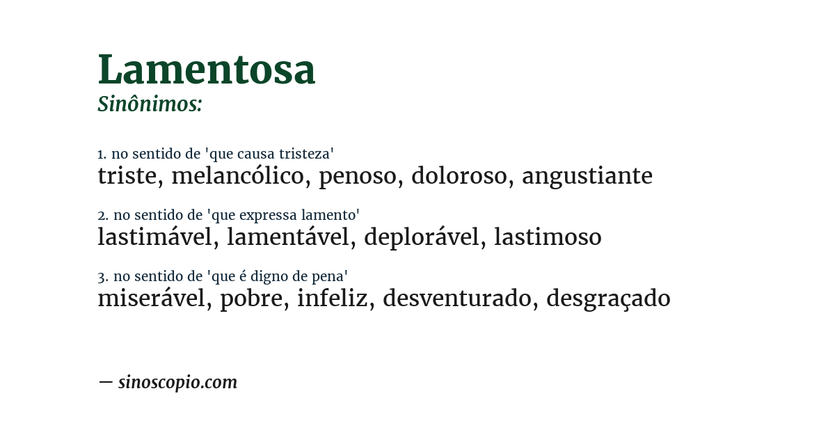 Sinônimo de lamentosa