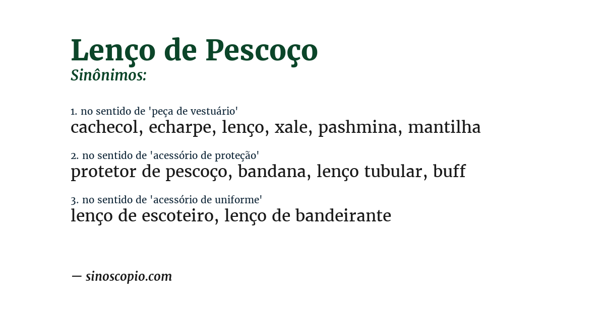 Sinônimo de lenço de pescoço
