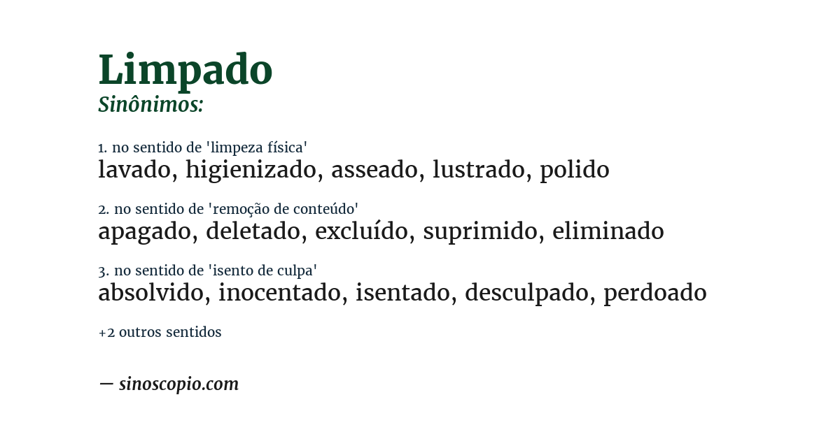 Sinônimo de limpado