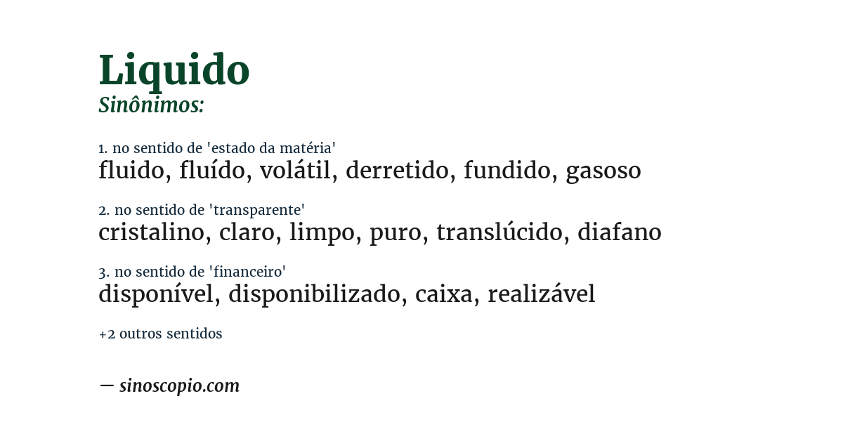 Sinônimo de liquido