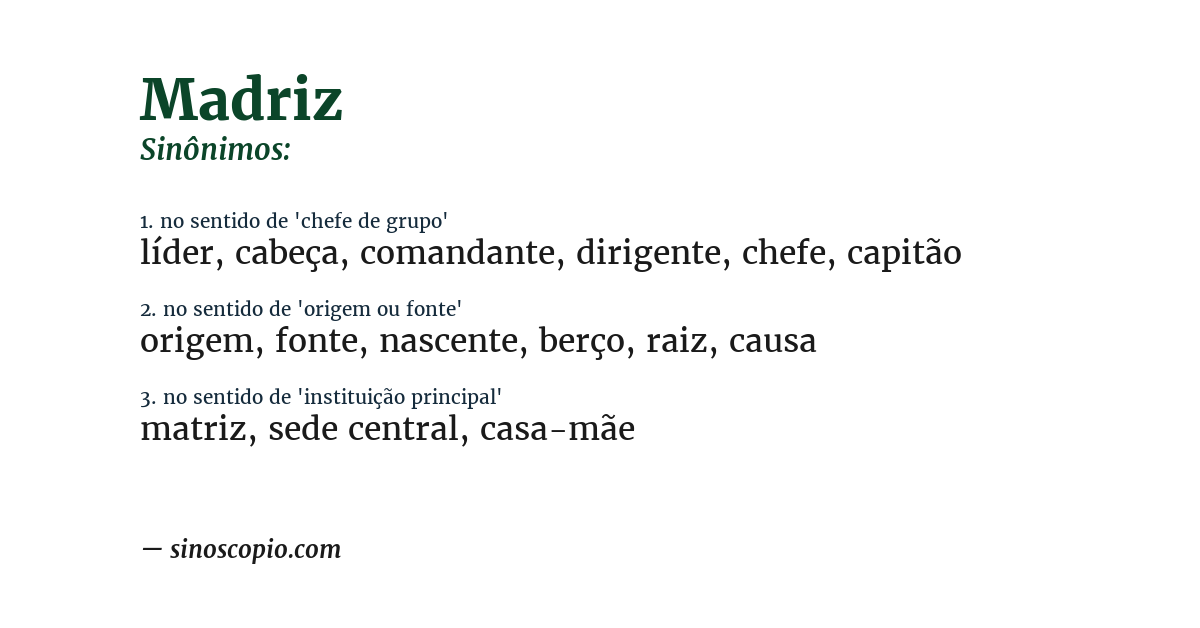 Sinônimo de madriz