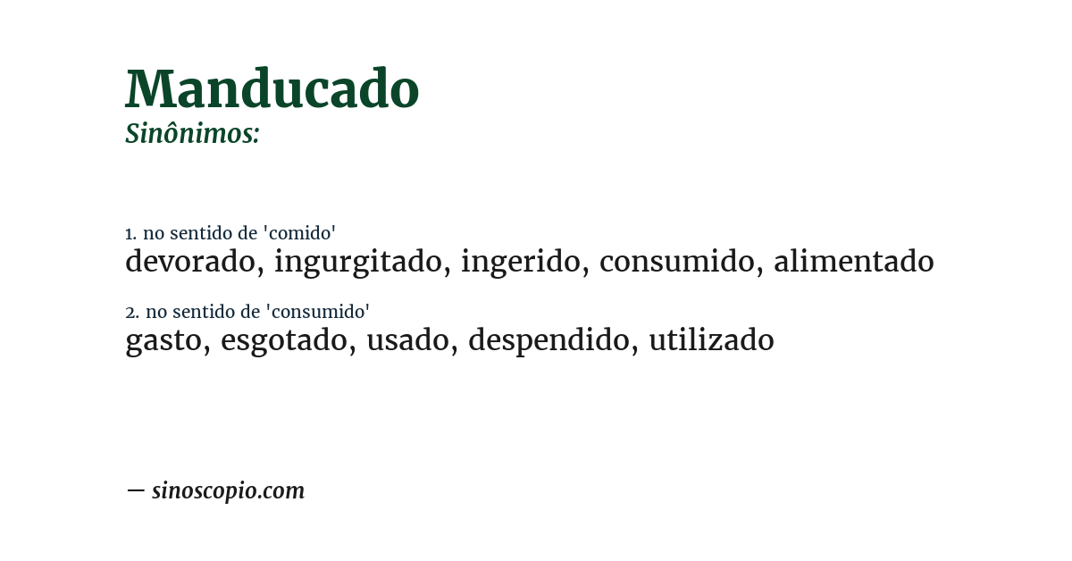 Sinônimo de manducado
