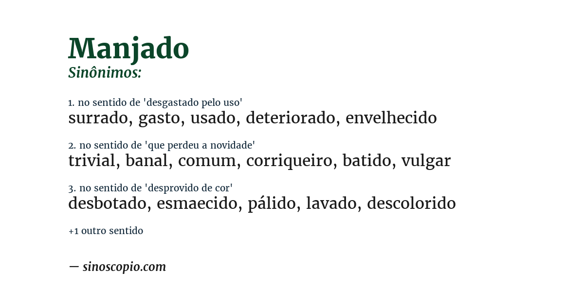 Sinônimo de manjado