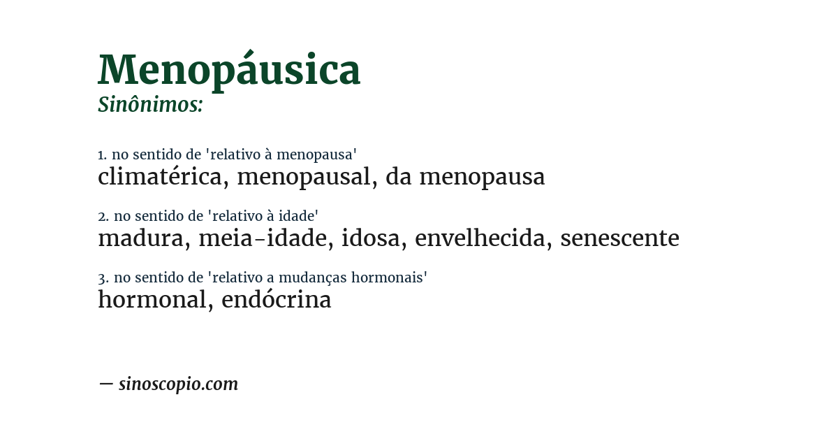 Sinônimo de menopáusica