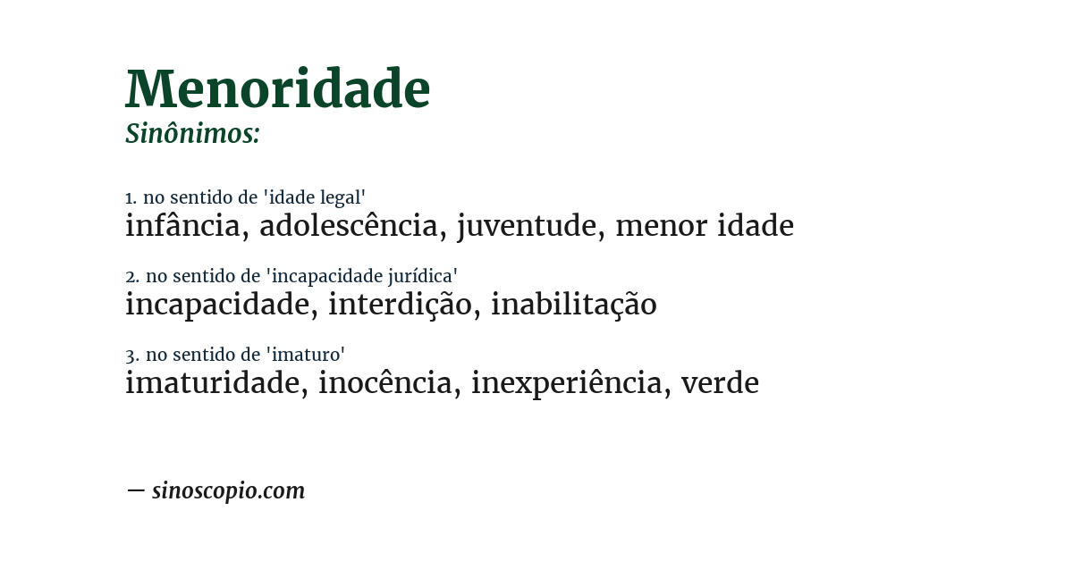 Sinônimo de menoridade
