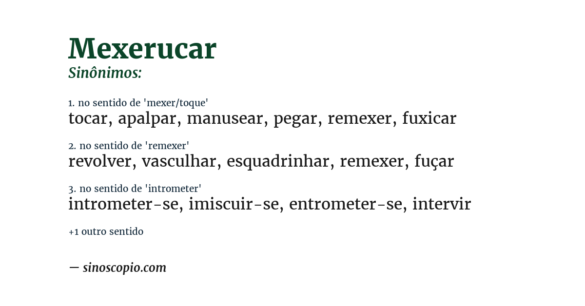 Sinônimo de mexerucar