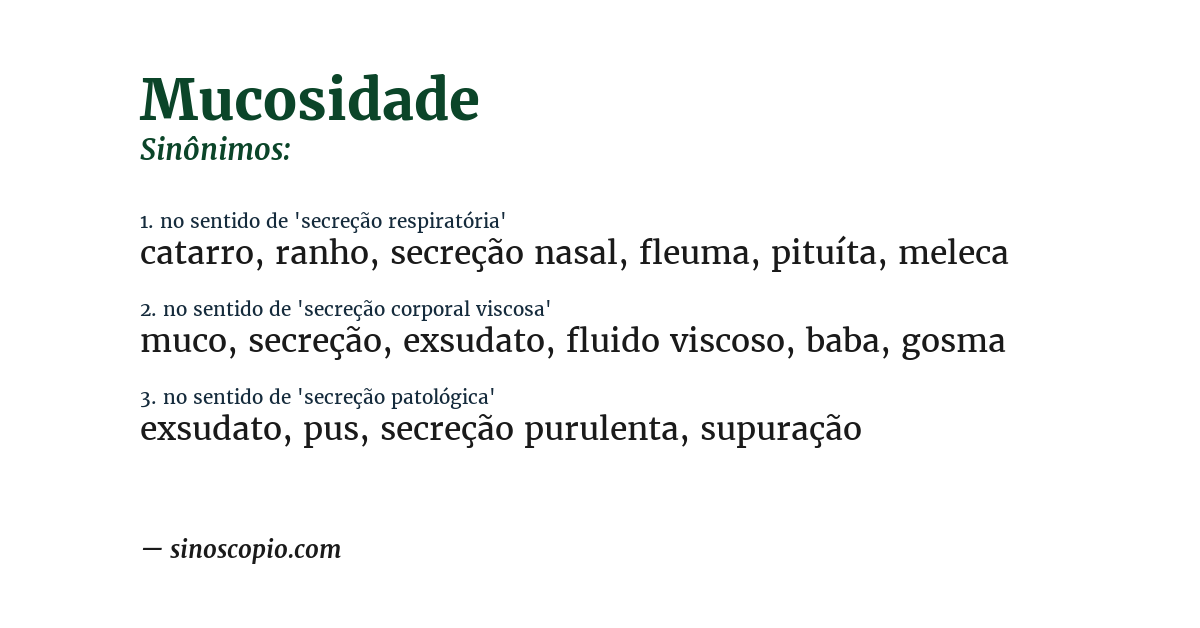 Sinônimo de mucosidade