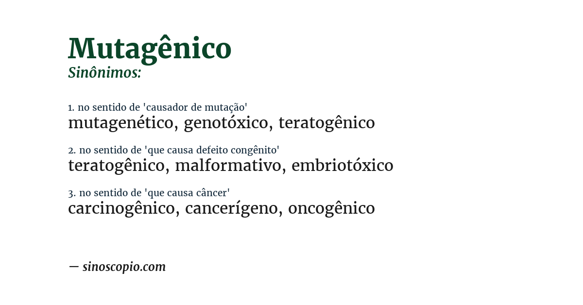 Sinônimo de mutagênico