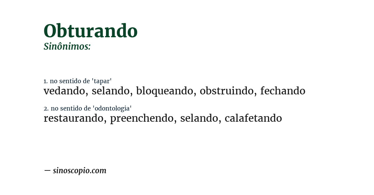 Sinônimo de obturando