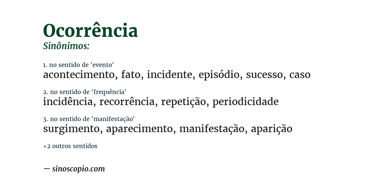Sinônimo de ocorrência