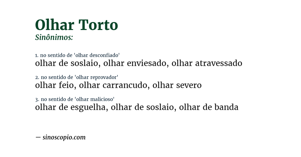 Sinônimo de olhar torto