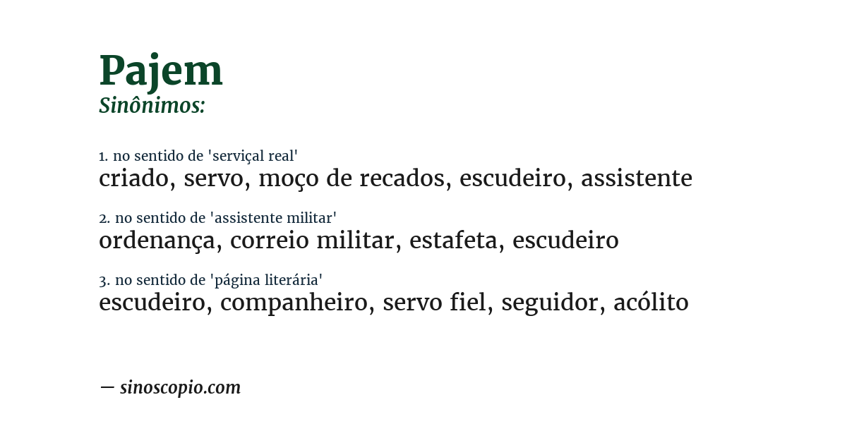 Sinônimo de pajem