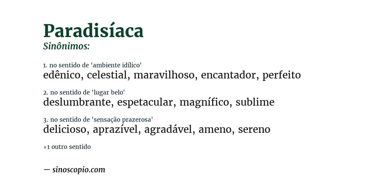 Sinônimo de paradisíaca