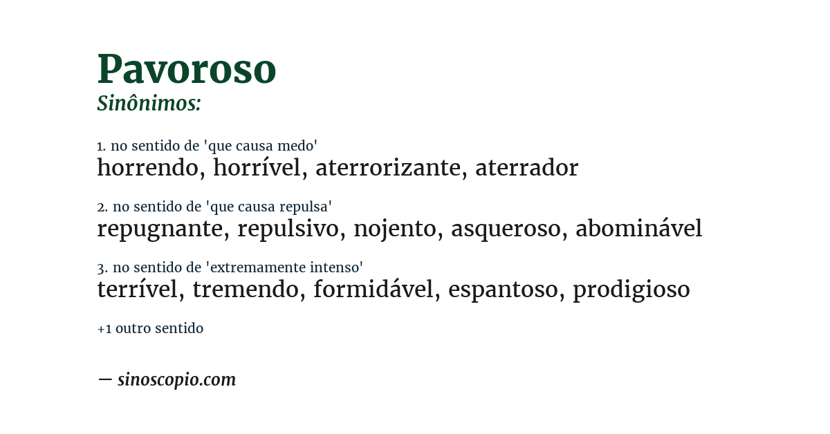 Sinônimo de pavoroso