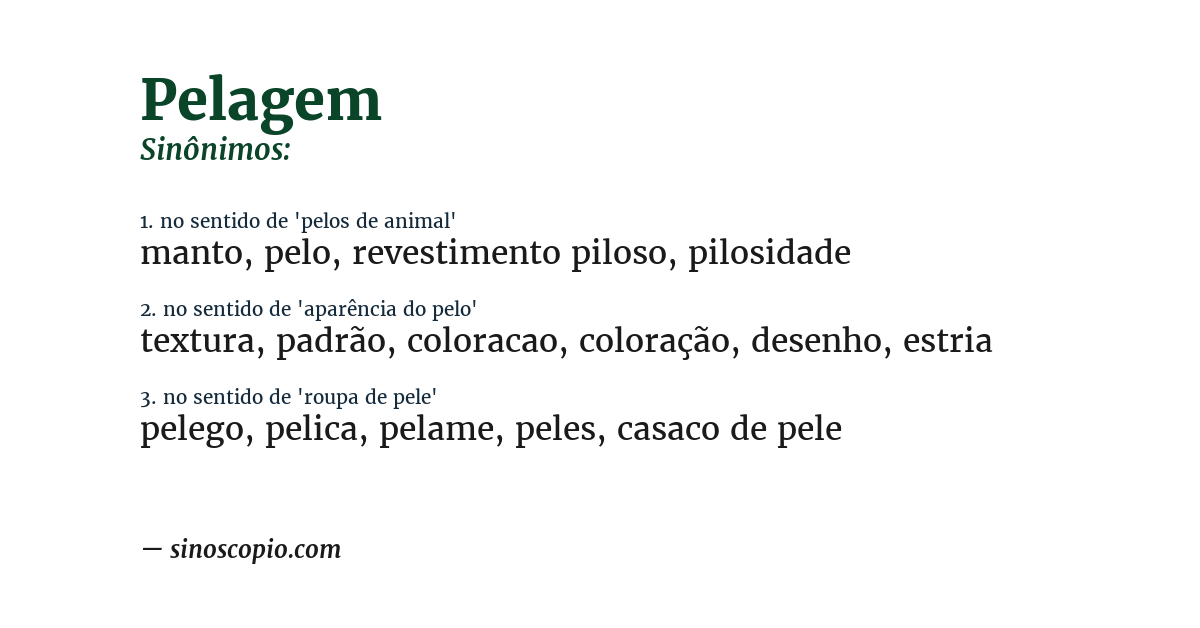 Sinônimo de pelagem