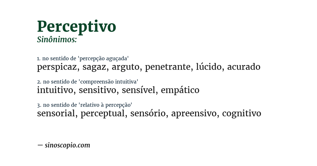 Sinônimo de perceptivo