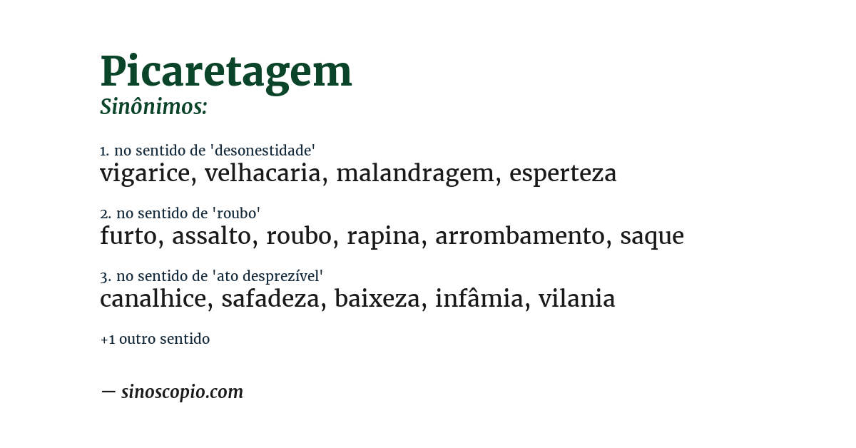 Sinônimo de picaretagem