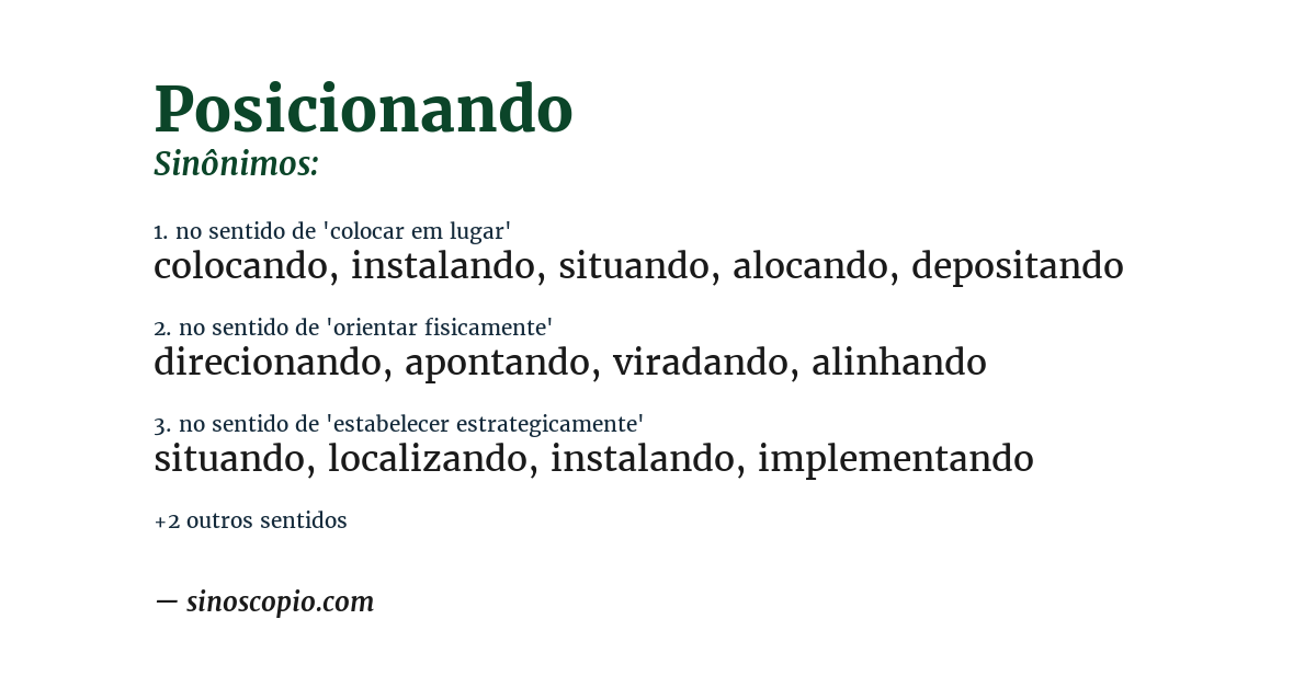 Sinônimo de posicionando