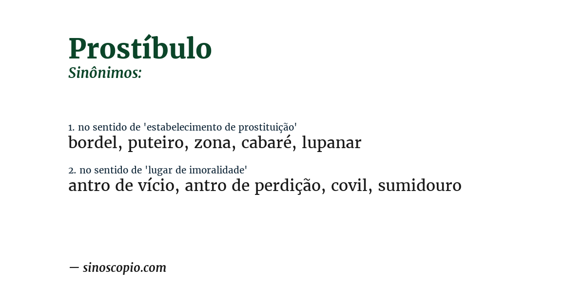 Sinônimo de prostíbulo