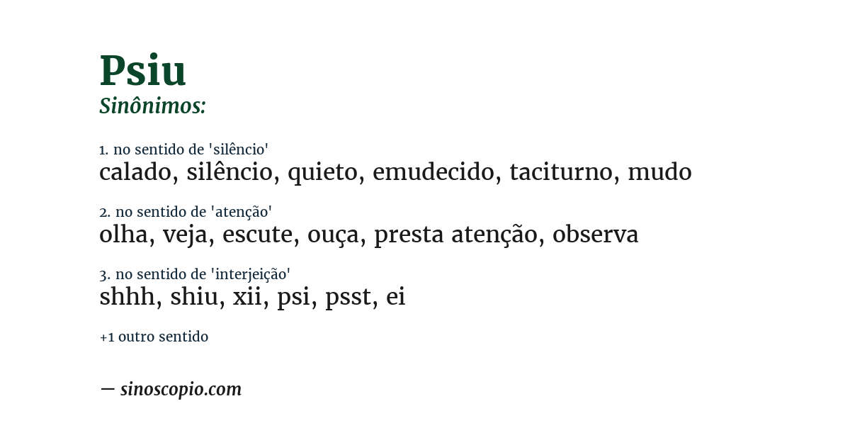 Sinônimo de psiu