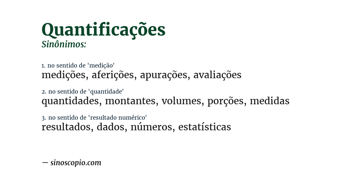 Sinônimo de quantificações