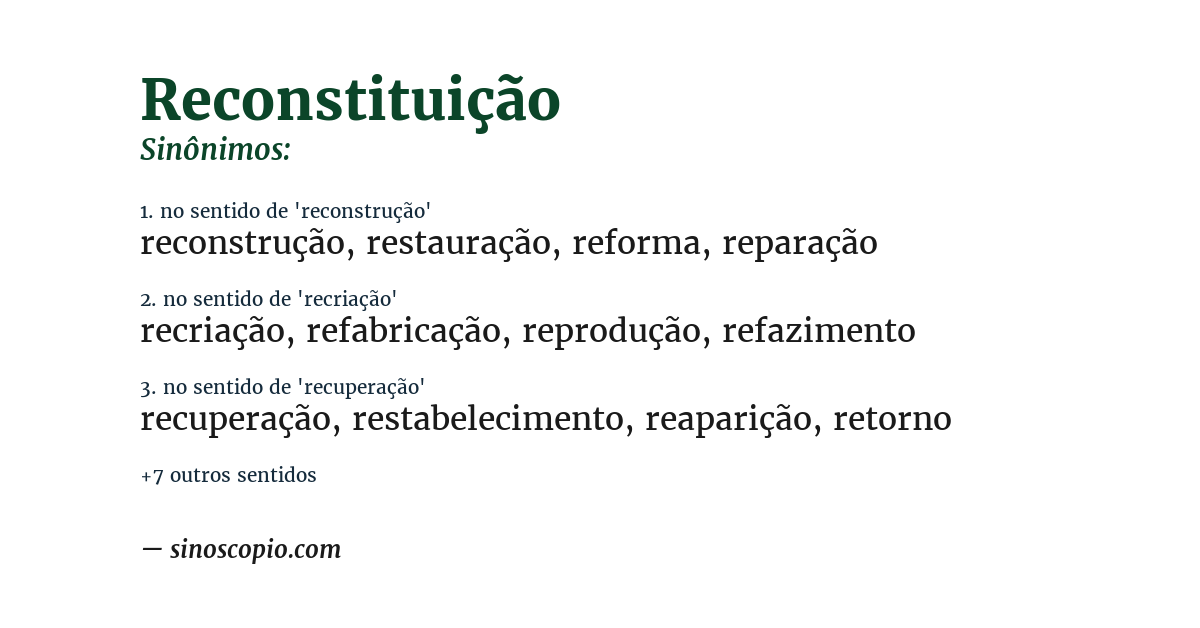 Sinônimo de reconstituição