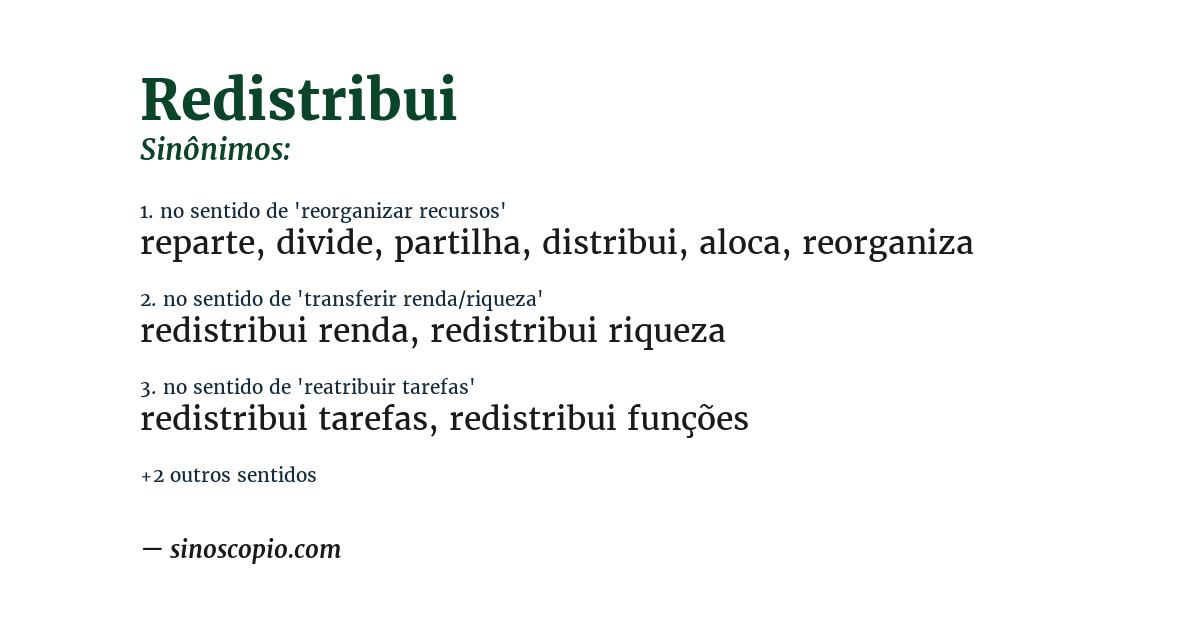 Sinônimo de redistribui