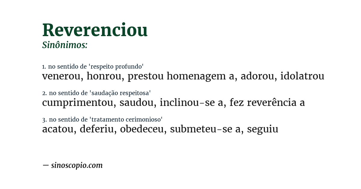 Sinônimo de reverenciou